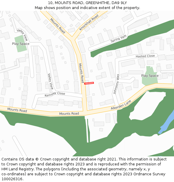 10, MOUNTS ROAD, GREENHITHE, DA9 9LY: Location map and indicative extent of plot