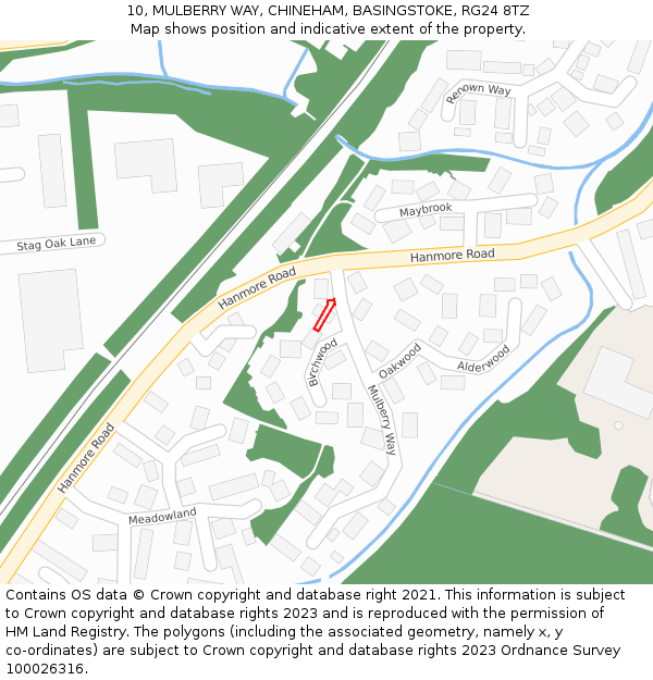 10, MULBERRY WAY, CHINEHAM, BASINGSTOKE, RG24 8TZ: Location map and indicative extent of plot