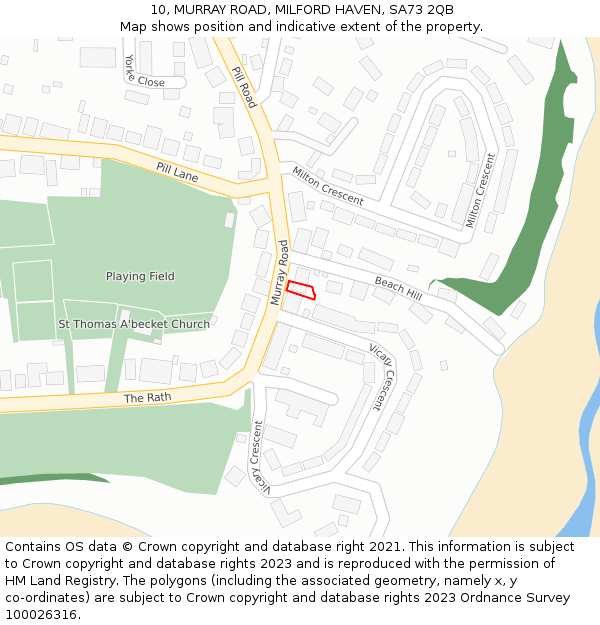 10, MURRAY ROAD, MILFORD HAVEN, SA73 2QB: Location map and indicative extent of plot