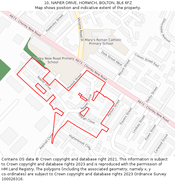 10, NAPIER DRIVE, HORWICH, BOLTON, BL6 6FZ: Location map and indicative extent of plot