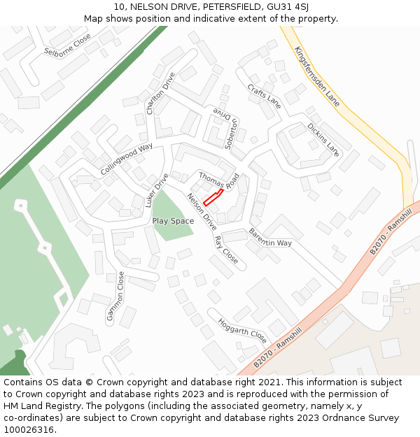 10, NELSON DRIVE, PETERSFIELD, GU31 4SJ: Location map and indicative extent of plot