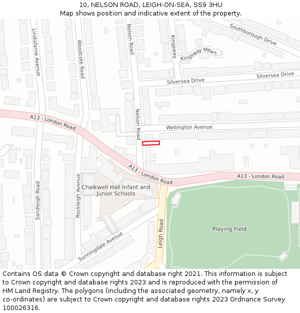 10, NELSON ROAD, LEIGH-ON-SEA, SS9 3HU: Location map and indicative extent of plot