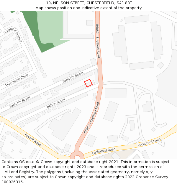 10, NELSON STREET, CHESTERFIELD, S41 8RT: Location map and indicative extent of plot