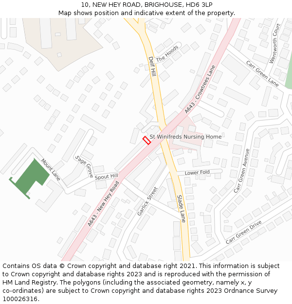 10, NEW HEY ROAD, BRIGHOUSE, HD6 3LP: Location map and indicative extent of plot