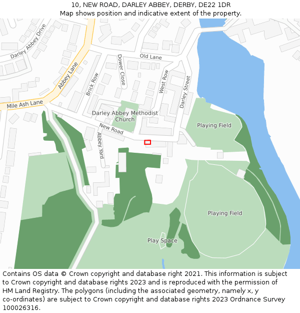 10, NEW ROAD, DARLEY ABBEY, DERBY, DE22 1DR: Location map and indicative extent of plot