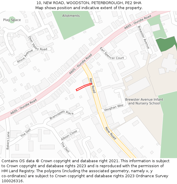 10, NEW ROAD, WOODSTON, PETERBOROUGH, PE2 9HA: Location map and indicative extent of plot
