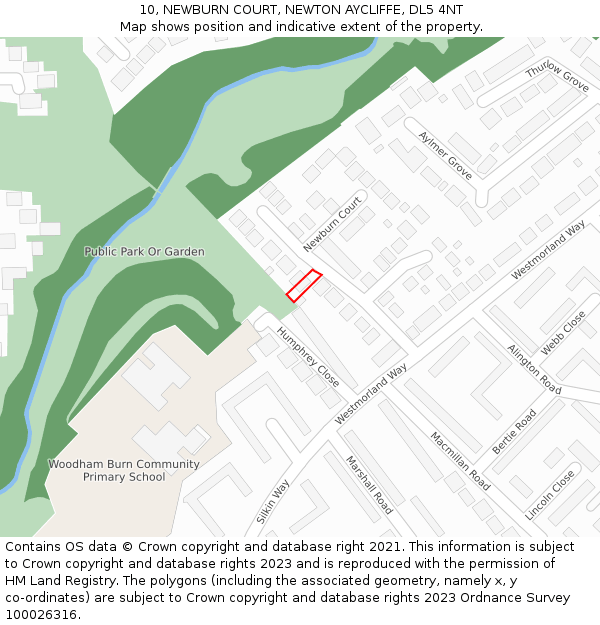 10, NEWBURN COURT, NEWTON AYCLIFFE, DL5 4NT: Location map and indicative extent of plot