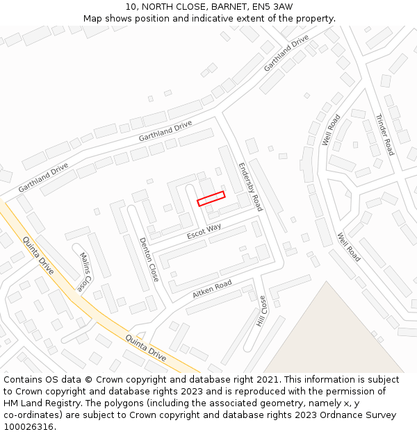 10, NORTH CLOSE, BARNET, EN5 3AW: Location map and indicative extent of plot