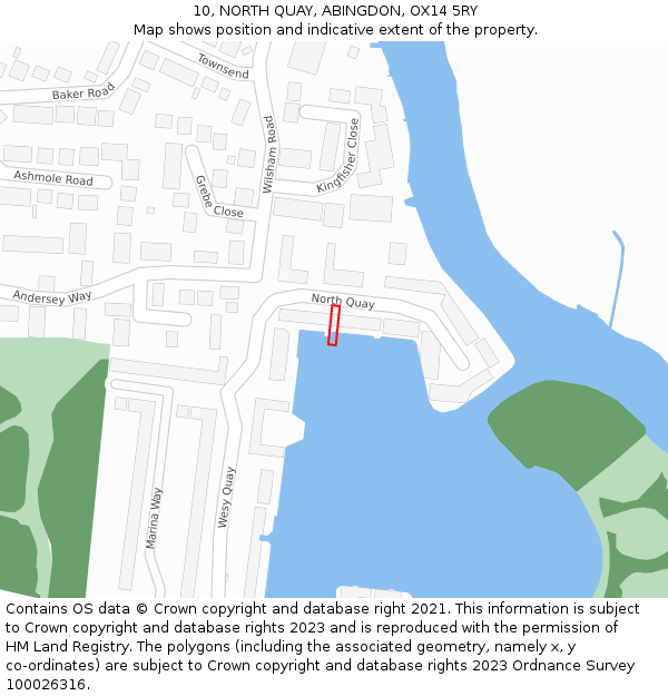 10, NORTH QUAY, ABINGDON, OX14 5RY: Location map and indicative extent of plot