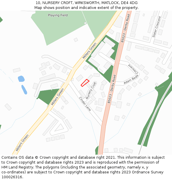 10, NURSERY CROFT, WIRKSWORTH, MATLOCK, DE4 4DG: Location map and indicative extent of plot