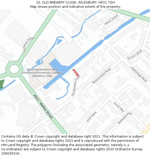 10, OLD BREWERY CLOSE, AYLESBURY, HP21 7SH: Location map and indicative extent of plot