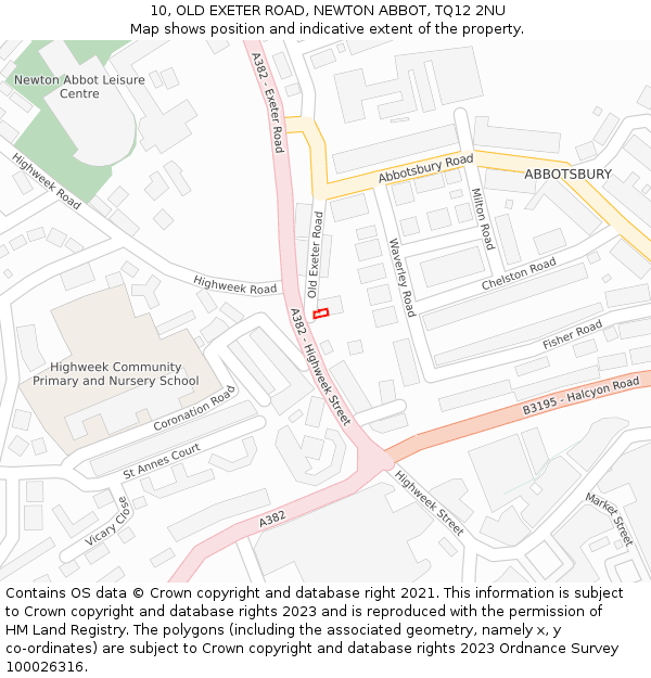 10, OLD EXETER ROAD, NEWTON ABBOT, TQ12 2NU: Location map and indicative extent of plot