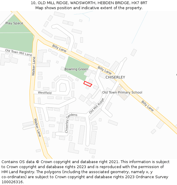 10, OLD MILL RIDGE, WADSWORTH, HEBDEN BRIDGE, HX7 8RT: Location map and indicative extent of plot
