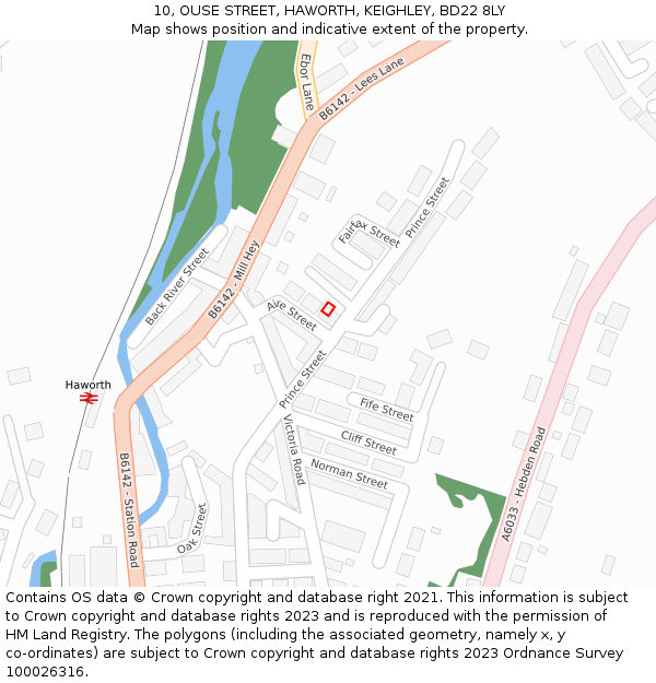 10, OUSE STREET, HAWORTH, KEIGHLEY, BD22 8LY: Location map and indicative extent of plot
