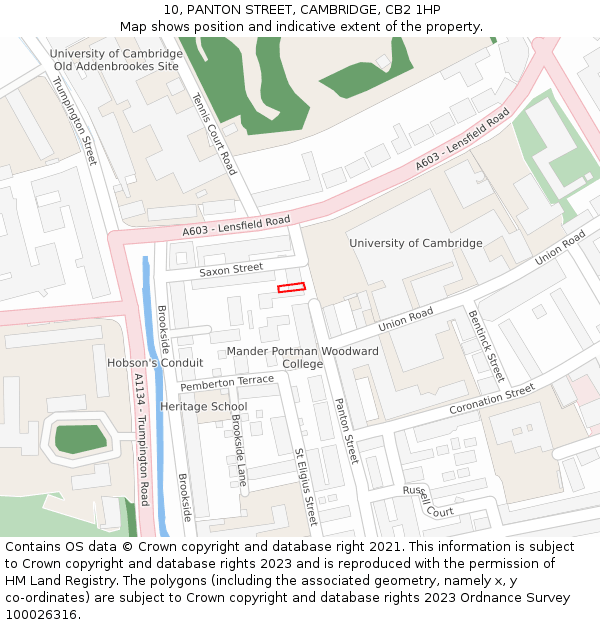 10, PANTON STREET, CAMBRIDGE, CB2 1HP: Location map and indicative extent of plot