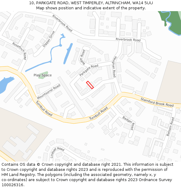 10, PARKGATE ROAD, WEST TIMPERLEY, ALTRINCHAM, WA14 5UU: Location map and indicative extent of plot