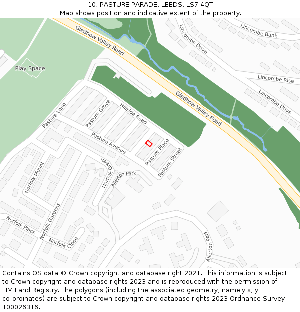 10, PASTURE PARADE, LEEDS, LS7 4QT: Location map and indicative extent of plot
