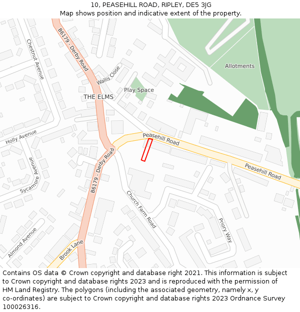 10, PEASEHILL ROAD, RIPLEY, DE5 3JG: Location map and indicative extent of plot