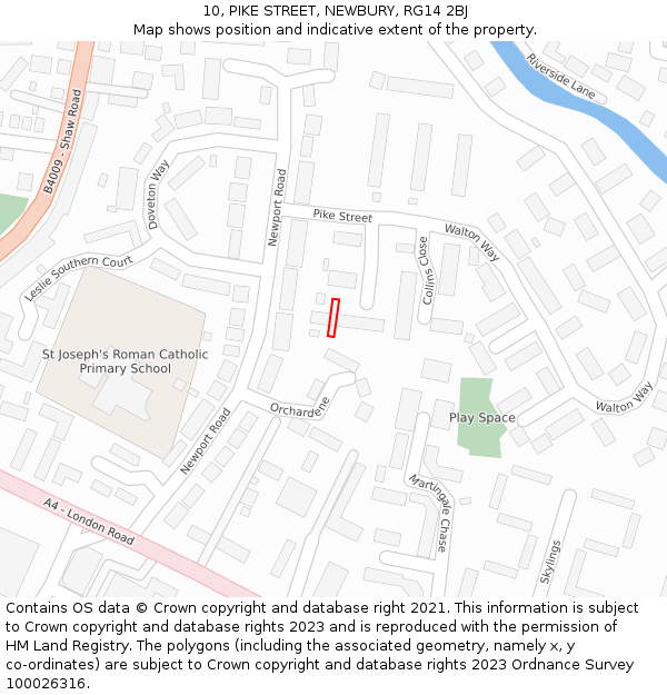 10, PIKE STREET, NEWBURY, RG14 2BJ: Location map and indicative extent of plot