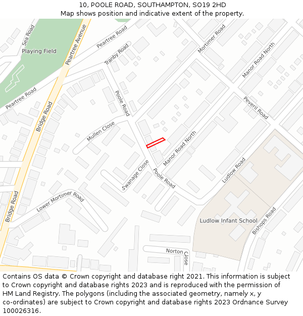 10, POOLE ROAD, SOUTHAMPTON, SO19 2HD: Location map and indicative extent of plot