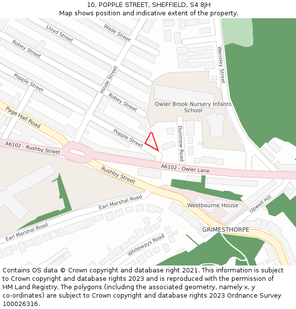 10, POPPLE STREET, SHEFFIELD, S4 8JH: Location map and indicative extent of plot