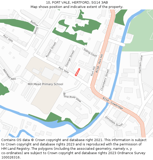 10, PORT VALE, HERTFORD, SG14 3AB: Location map and indicative extent of plot