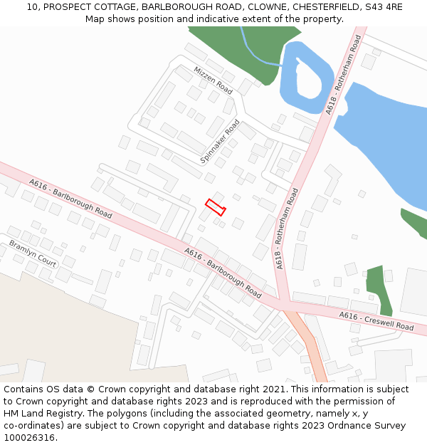 10, PROSPECT COTTAGE, BARLBOROUGH ROAD, CLOWNE, CHESTERFIELD, S43 4RE: Location map and indicative extent of plot