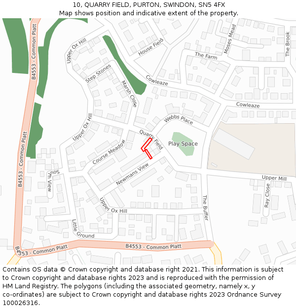 10, QUARRY FIELD, PURTON, SWINDON, SN5 4FX: Location map and indicative extent of plot