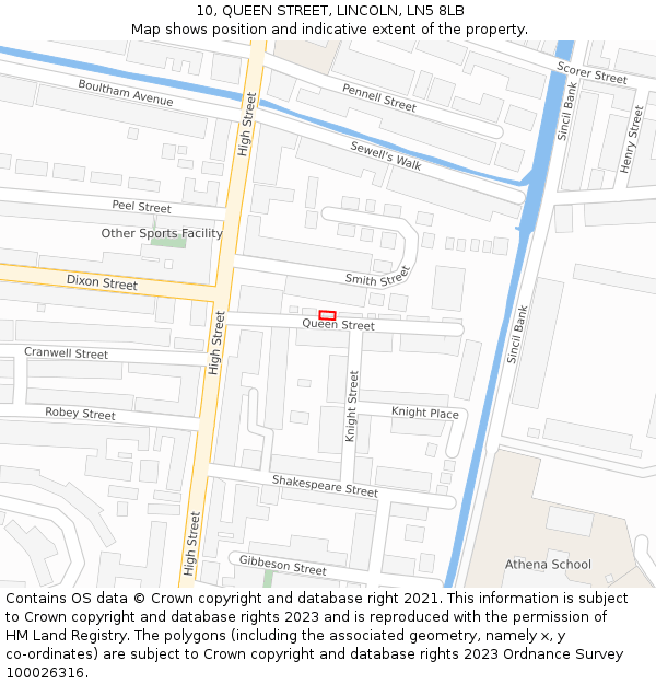 10, QUEEN STREET, LINCOLN, LN5 8LB: Location map and indicative extent of plot