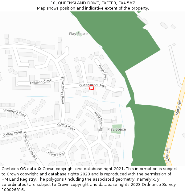 10, QUEENSLAND DRIVE, EXETER, EX4 5AZ: Location map and indicative extent of plot