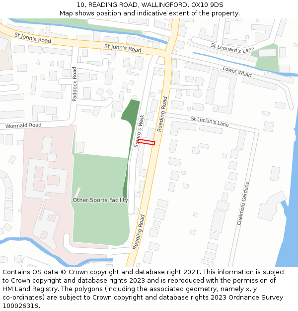 10, READING ROAD, WALLINGFORD, OX10 9DS: Location map and indicative extent of plot