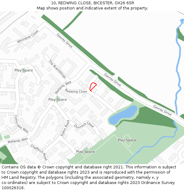 10, REDWING CLOSE, BICESTER, OX26 6SR: Location map and indicative extent of plot