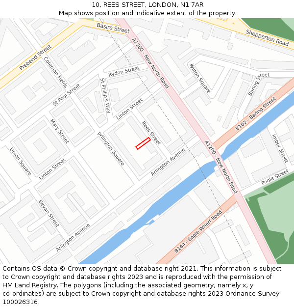 10, REES STREET, LONDON, N1 7AR: Location map and indicative extent of plot
