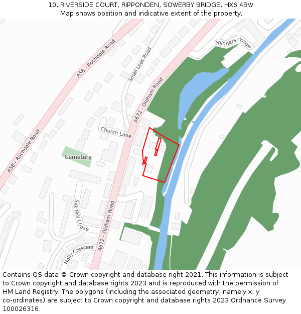 10, RIVERSIDE COURT, RIPPONDEN, SOWERBY BRIDGE, HX6 4BW: Location map and indicative extent of plot