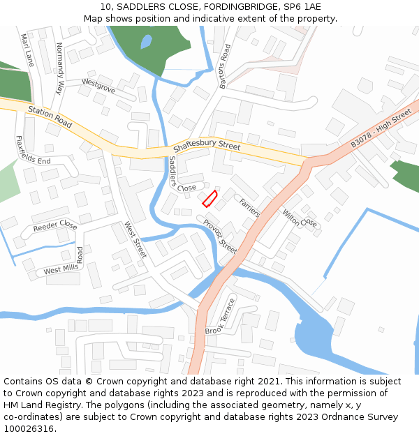 10, SADDLERS CLOSE, FORDINGBRIDGE, SP6 1AE: Location map and indicative extent of plot
