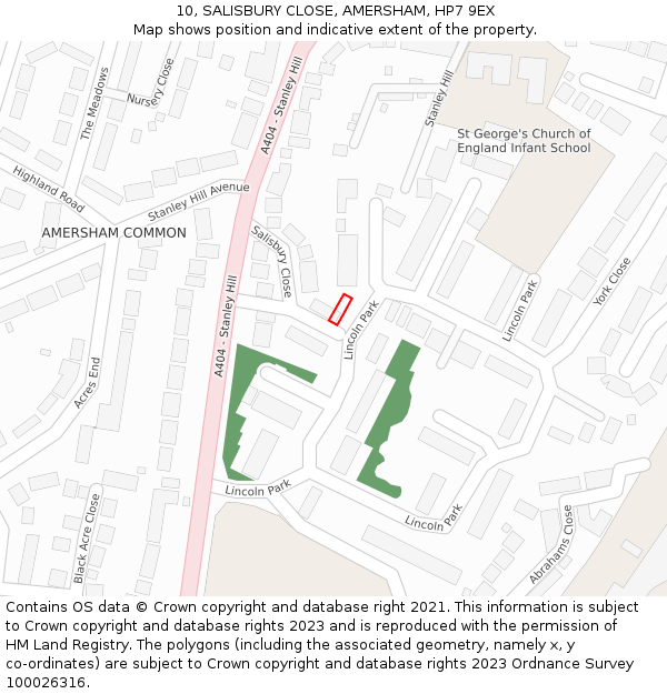 10, SALISBURY CLOSE, AMERSHAM, HP7 9EX: Location map and indicative extent of plot