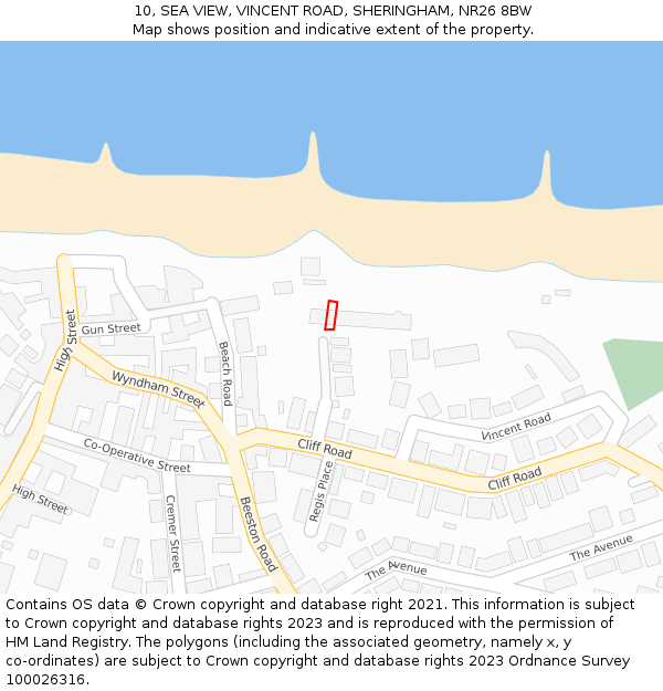 10, SEA VIEW, VINCENT ROAD, SHERINGHAM, NR26 8BW: Location map and indicative extent of plot