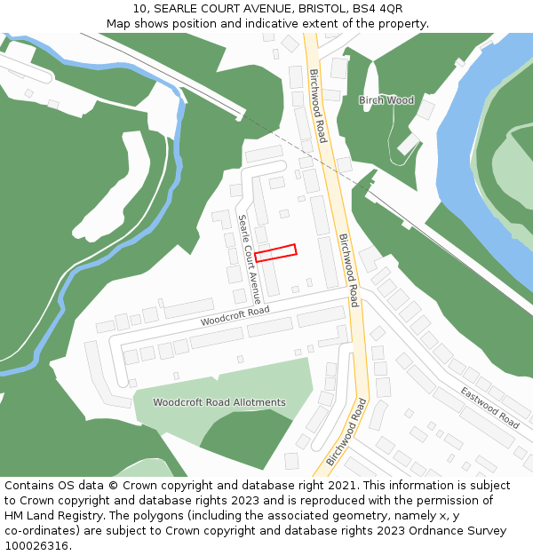 10, SEARLE COURT AVENUE, BRISTOL, BS4 4QR: Location map and indicative extent of plot