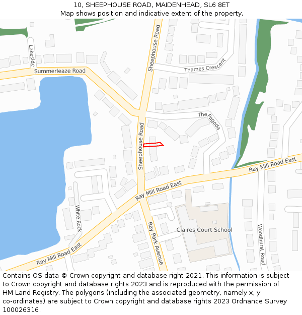 10, SHEEPHOUSE ROAD, MAIDENHEAD, SL6 8ET: Location map and indicative extent of plot