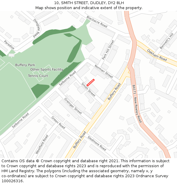 10, SMITH STREET, DUDLEY, DY2 8LH: Location map and indicative extent of plot