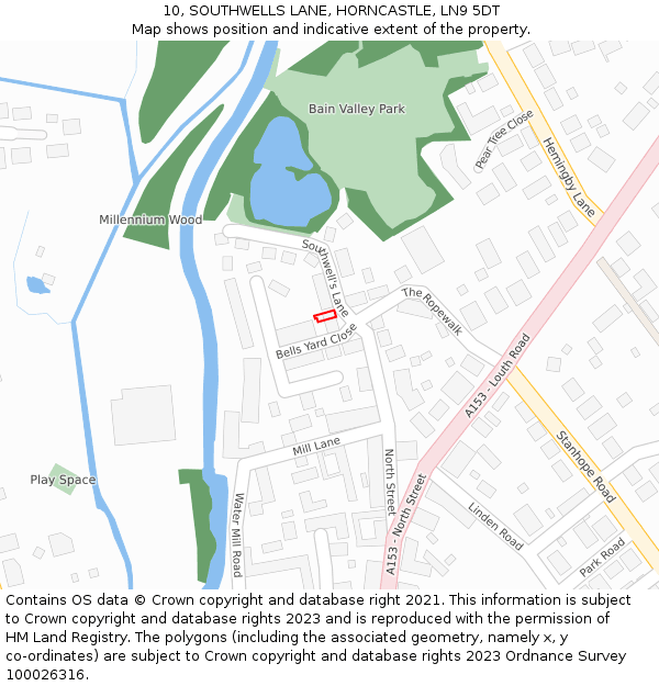 10, SOUTHWELLS LANE, HORNCASTLE, LN9 5DT: Location map and indicative extent of plot