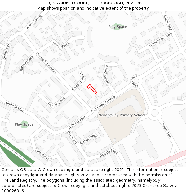 10, STANDISH COURT, PETERBOROUGH, PE2 9RR: Location map and indicative extent of plot