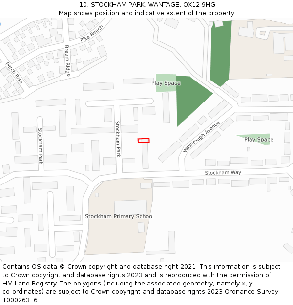 10, STOCKHAM PARK, WANTAGE, OX12 9HG: Location map and indicative extent of plot