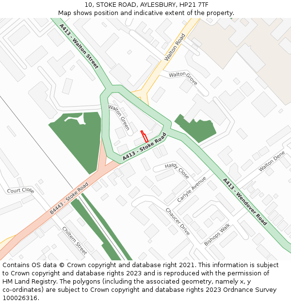 10, STOKE ROAD, AYLESBURY, HP21 7TF: Location map and indicative extent of plot
