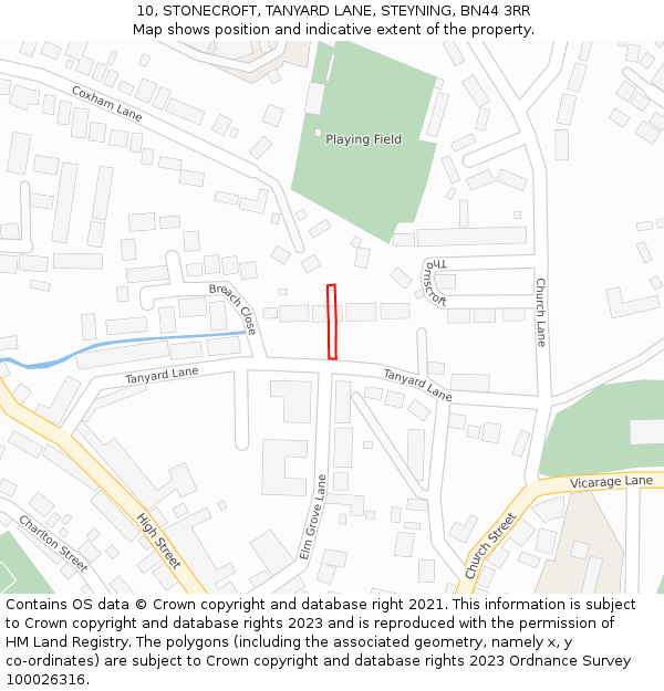 10, STONECROFT, TANYARD LANE, STEYNING, BN44 3RR: Location map and indicative extent of plot