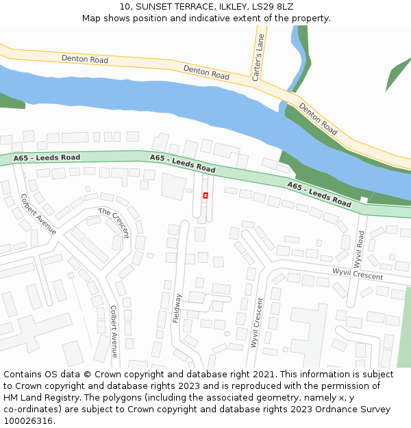 10, SUNSET TERRACE, ILKLEY, LS29 8LZ: Location map and indicative extent of plot