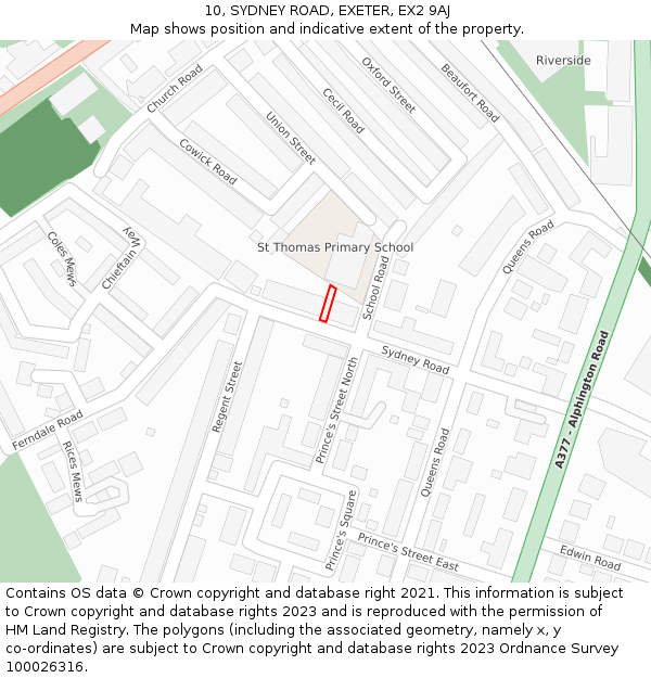 10, SYDNEY ROAD, EXETER, EX2 9AJ: Location map and indicative extent of plot