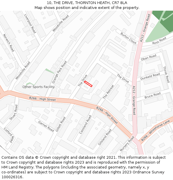 10, THE DRIVE, THORNTON HEATH, CR7 8LA: Location map and indicative extent of plot