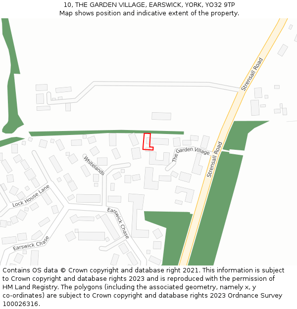 10, THE GARDEN VILLAGE, EARSWICK, YORK, YO32 9TP: Location map and indicative extent of plot