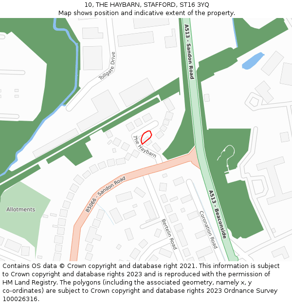 10, THE HAYBARN, STAFFORD, ST16 3YQ: Location map and indicative extent of plot